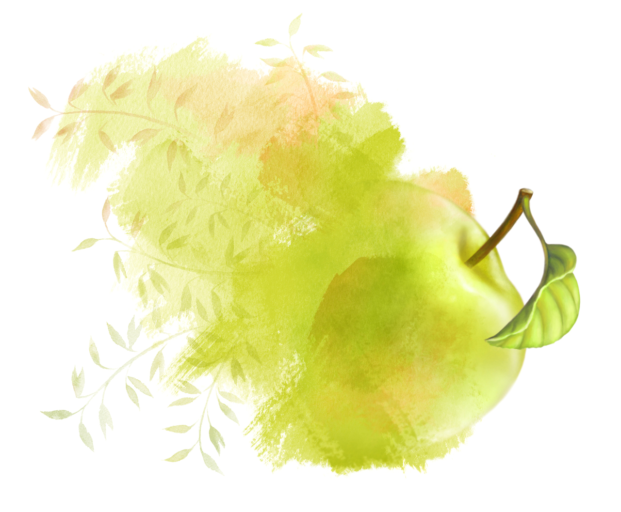 äpple, akvarell