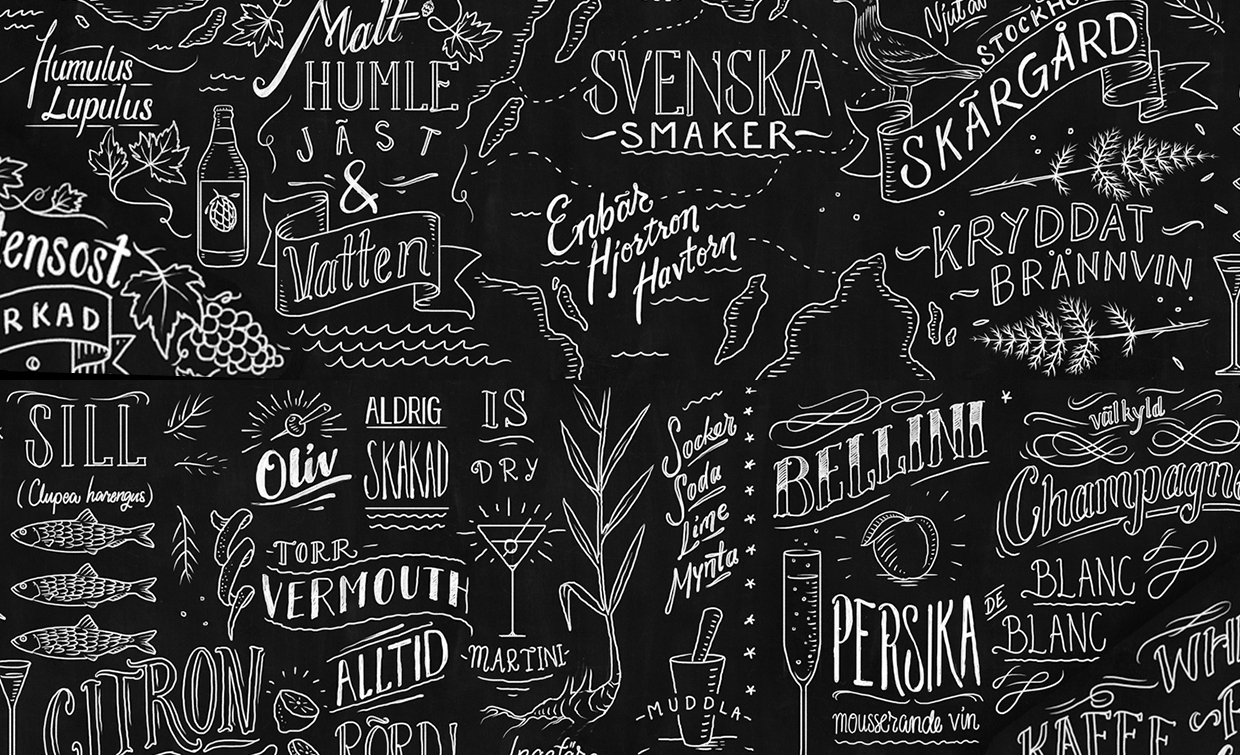 griffeltavla chalkboard typography wall chalk krita text restaurang bar
