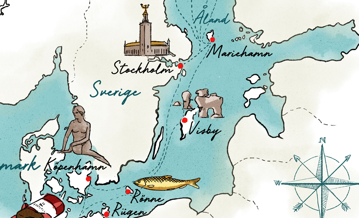 map karta stockholm watercolour