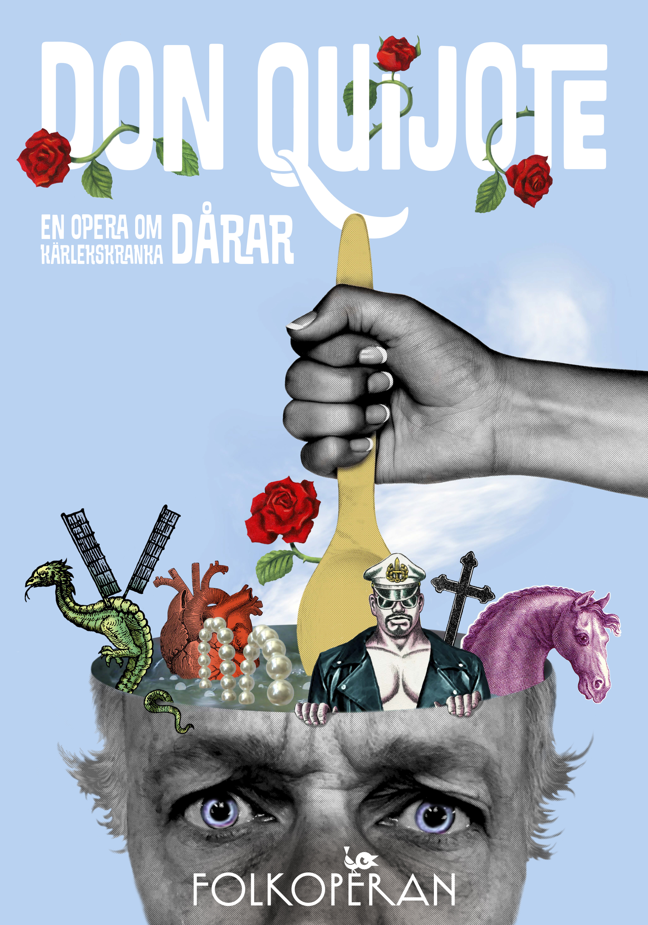 Poster Don Quijote for Folkoperan in Stockholm. Collage.