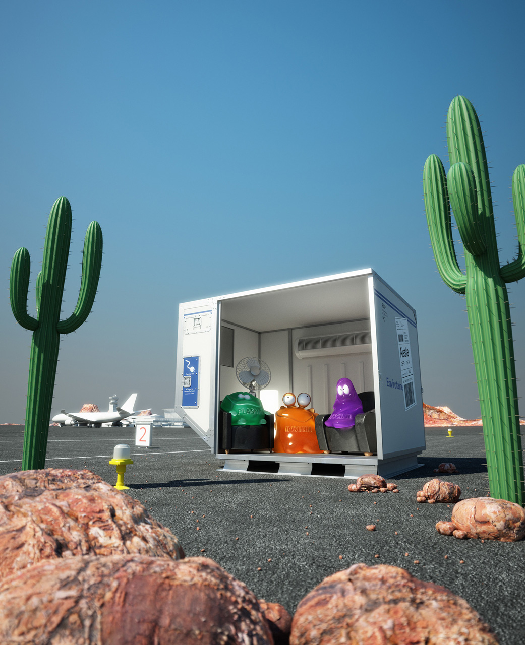 Pencilin insulin and vaccin envirotainer container on the airport