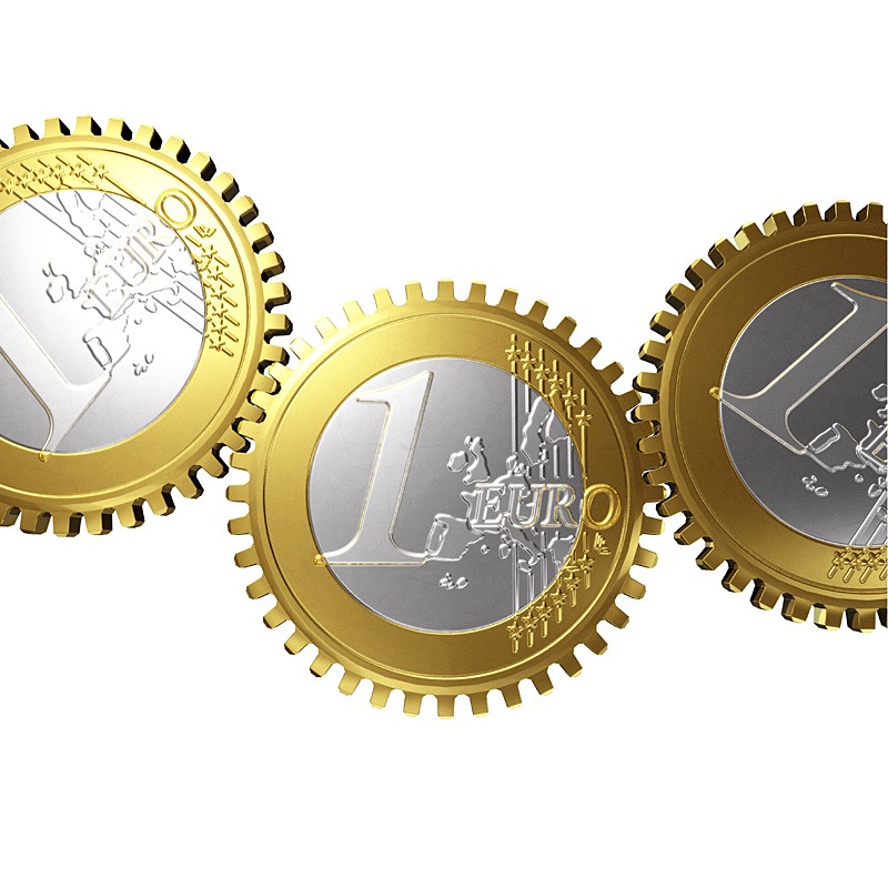 Euro coins gear kugghjul mynt medaljer guld silver metal