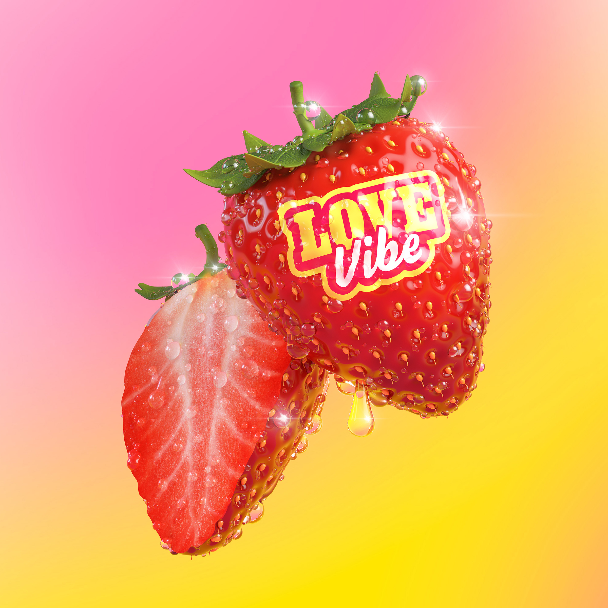 3d fruits for ICA campaign Fruit Reboot, orange, clementine, satsuma, strawberry, apple, banana, pear