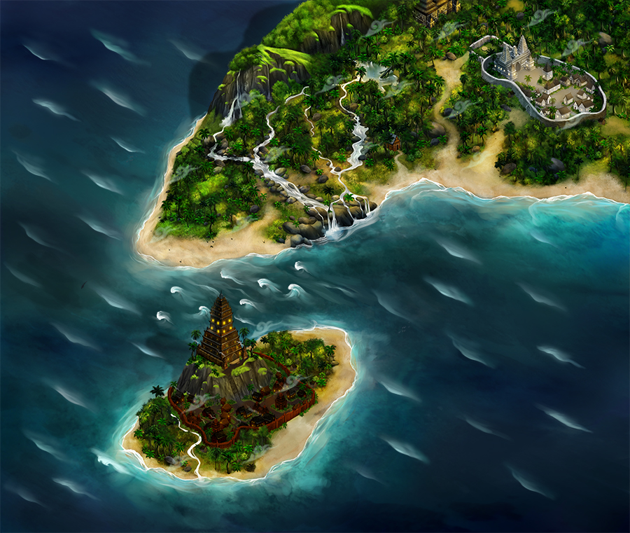 Google map of island for fantasy interactive