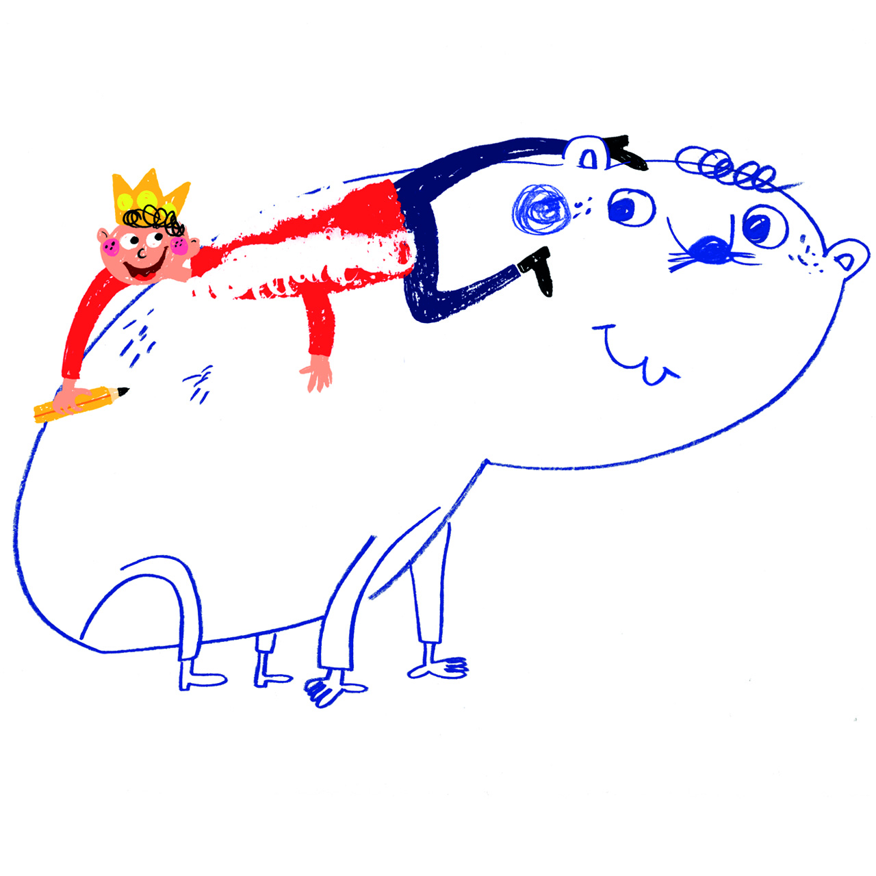 king and a pencil and a big animal