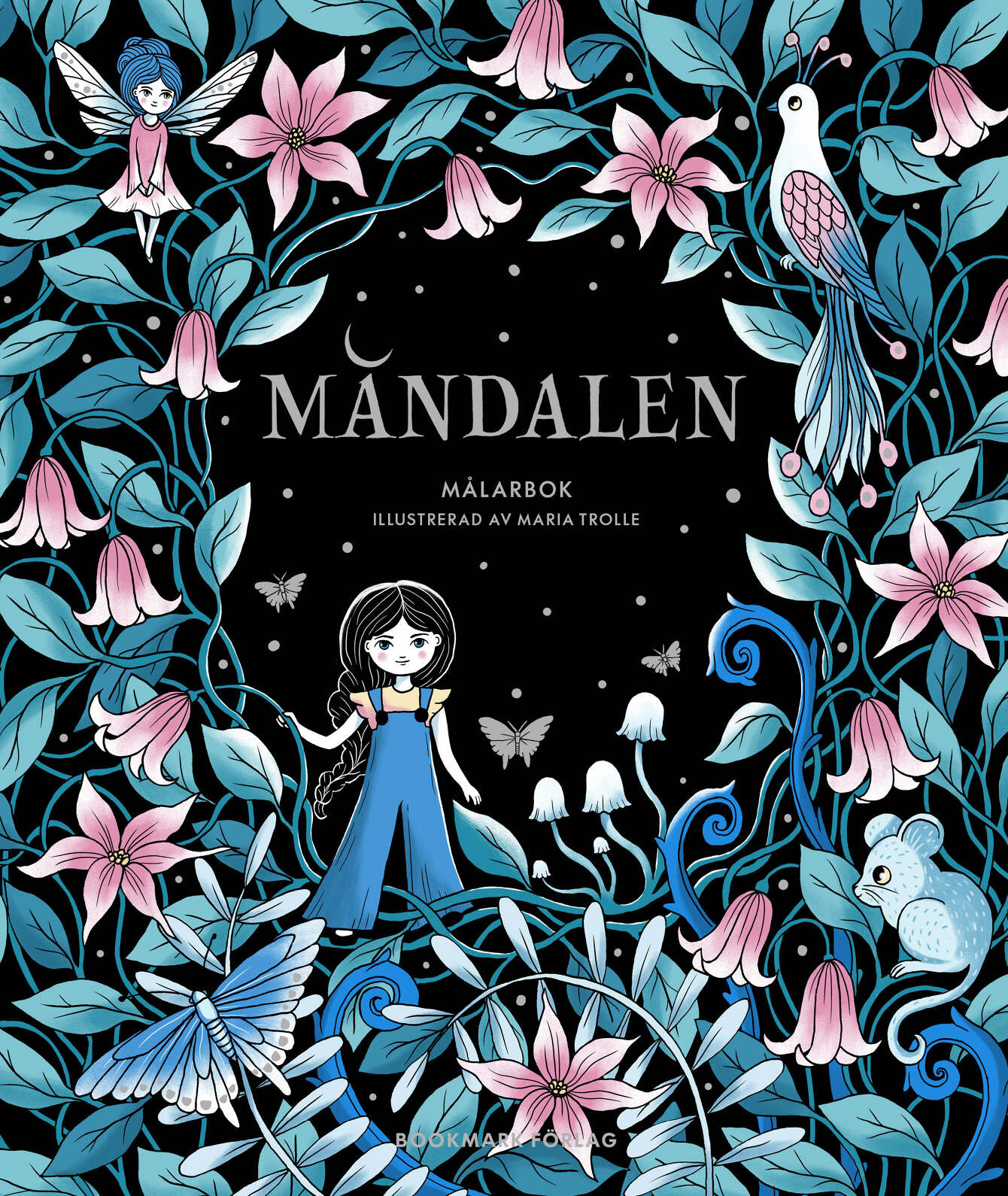 Cover design for Måndalen colouring book. 88 pages colouring book. Published by Bookmark