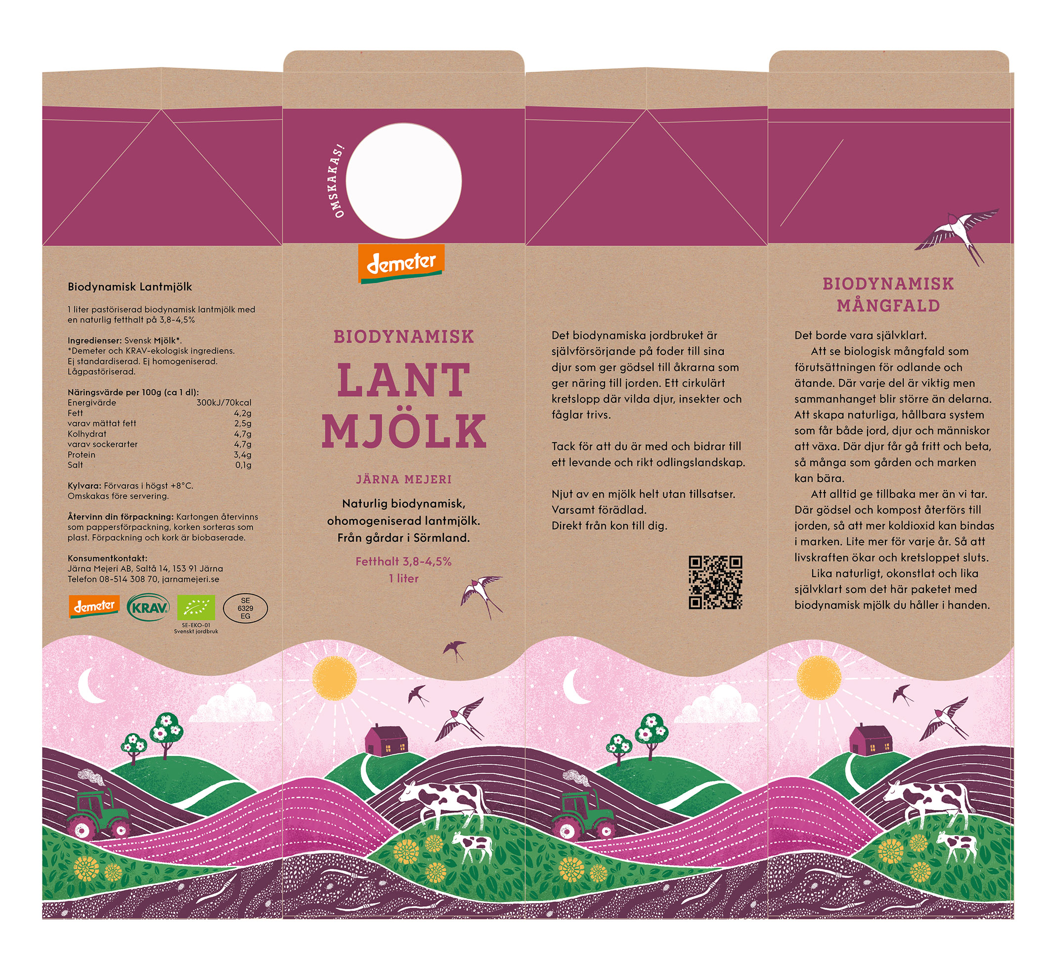 biodynamic farming, biodynamiskt jordbruk, ekologiskt jordbruk, farm, lantbruk, mejeriförpackning, mjölkförpackning