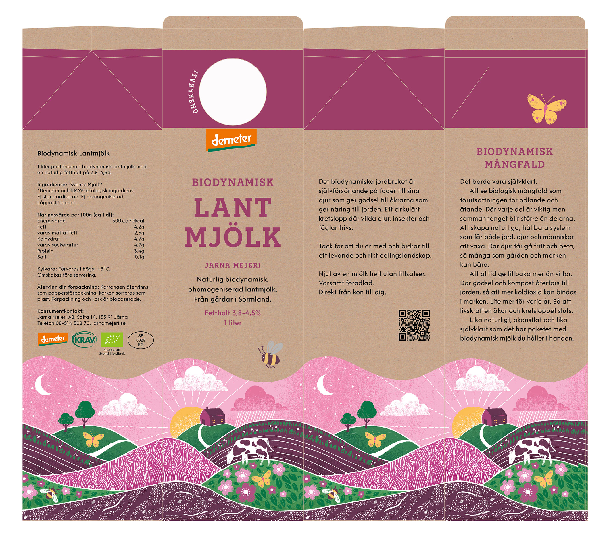 biodynamic farming, biodynamiskt jordbruk, ekologiskt jordbruk, farm, lantbruk, mejeriförpackning, mjölkförpackning