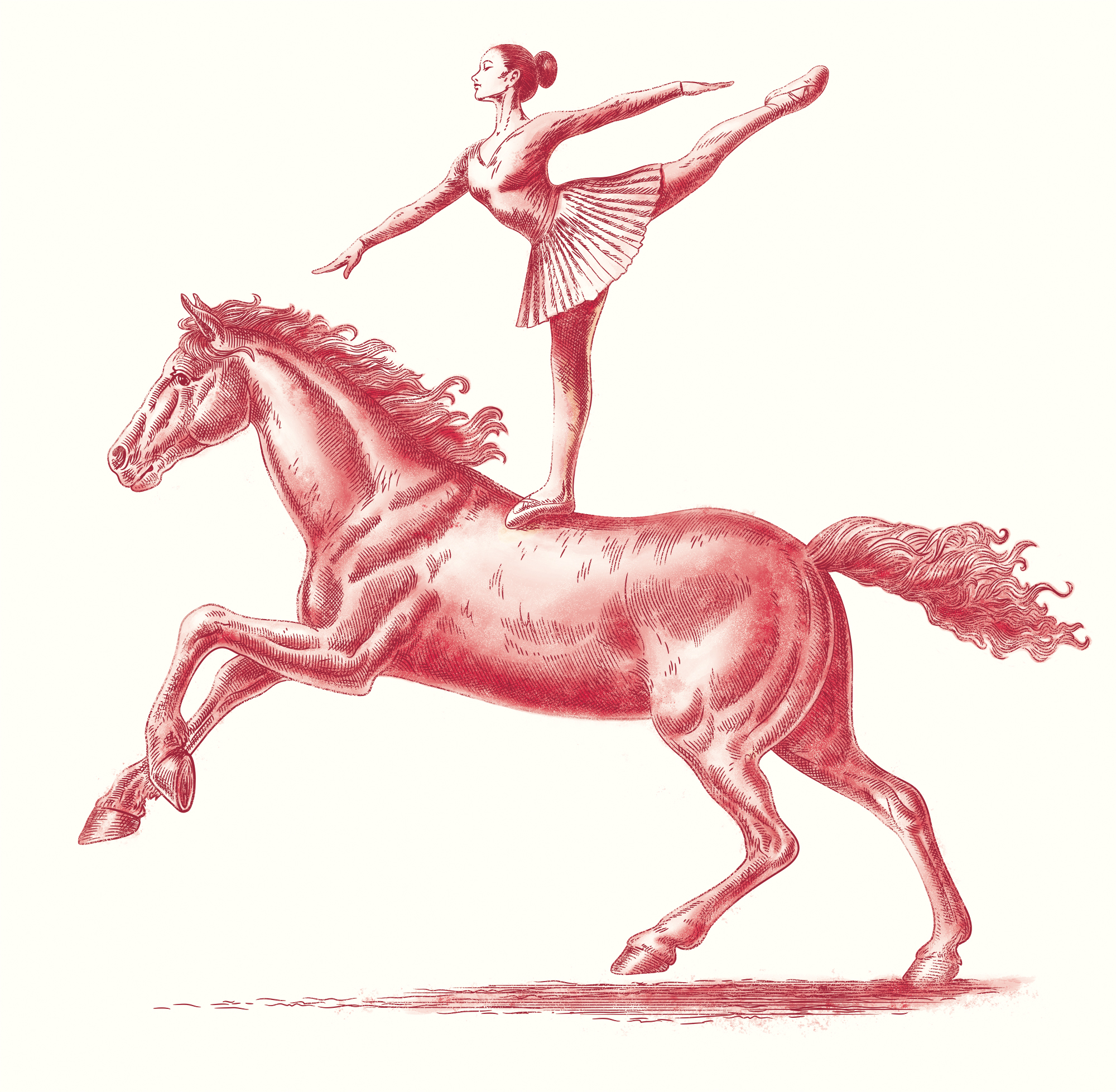 Illustration balettdanser on a horse