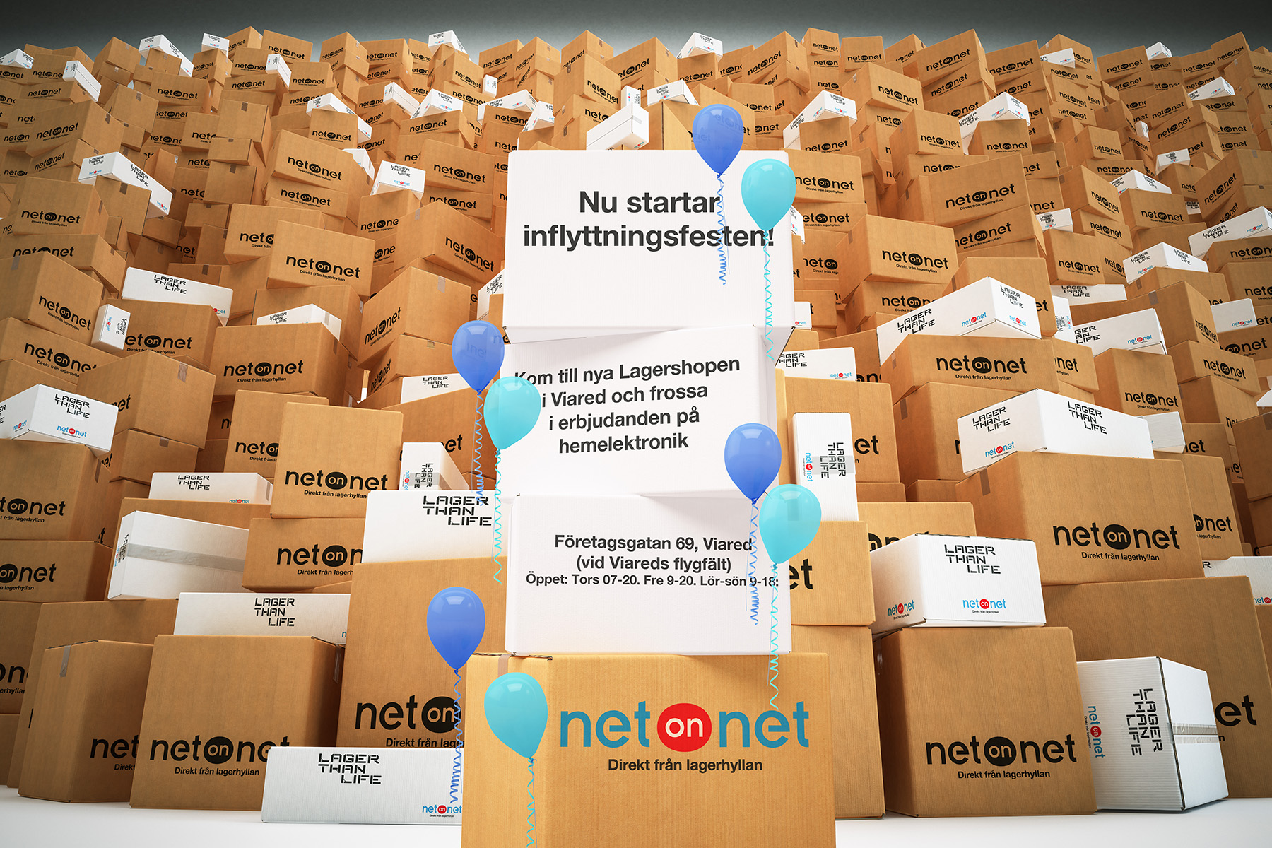 moving boxes to the Net on Net flotation third corrugated cartons balloons party Net On Net kartonger och ballonger