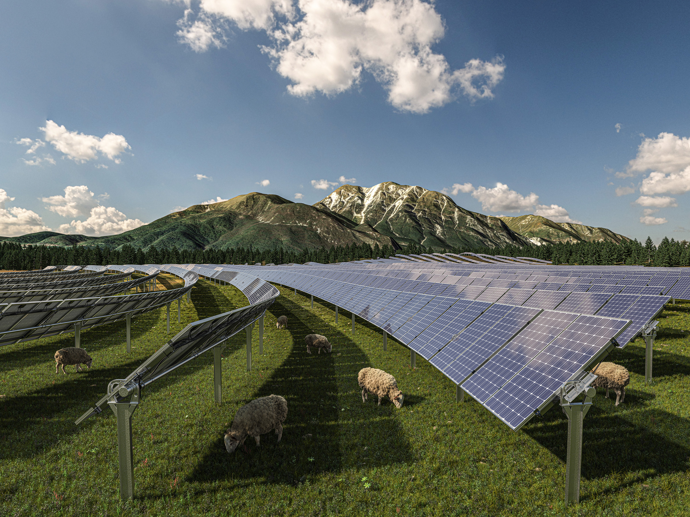 Solar park, solar cell power station, storage windpower landbased