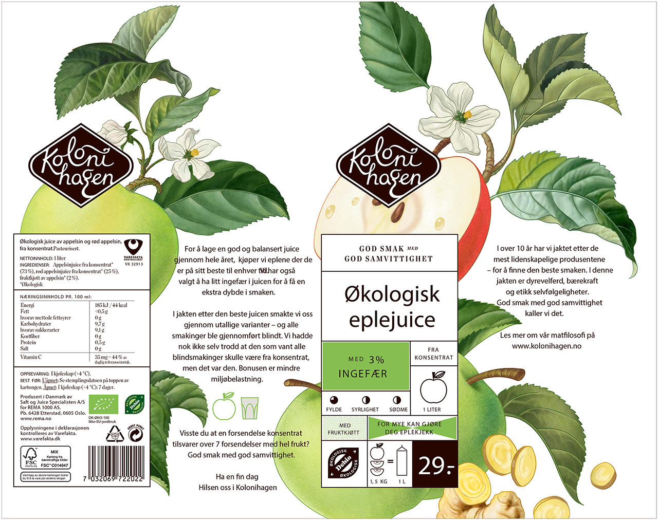 Illustration for a label apple and ginger.