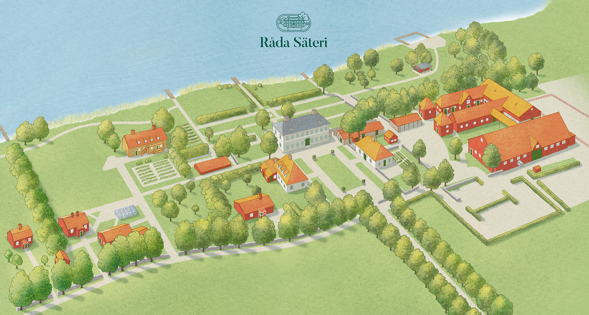 information map with a castle Råda Säteri