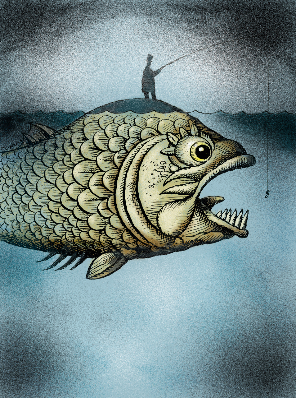 Campaign for Stormarknadspress  with a man fishing on a big fish