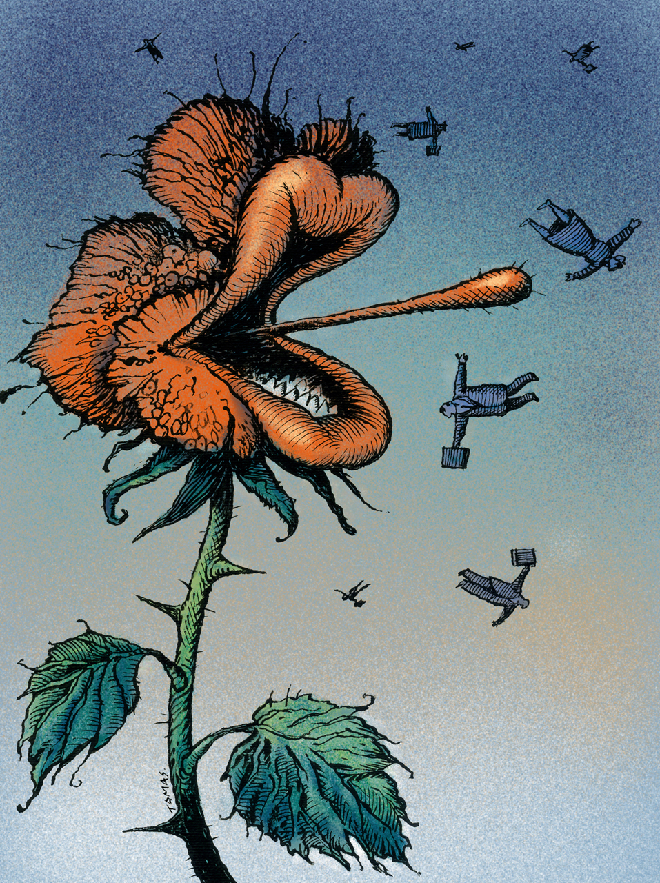 Campaign for Stormarknadspress with a flower eating peoples