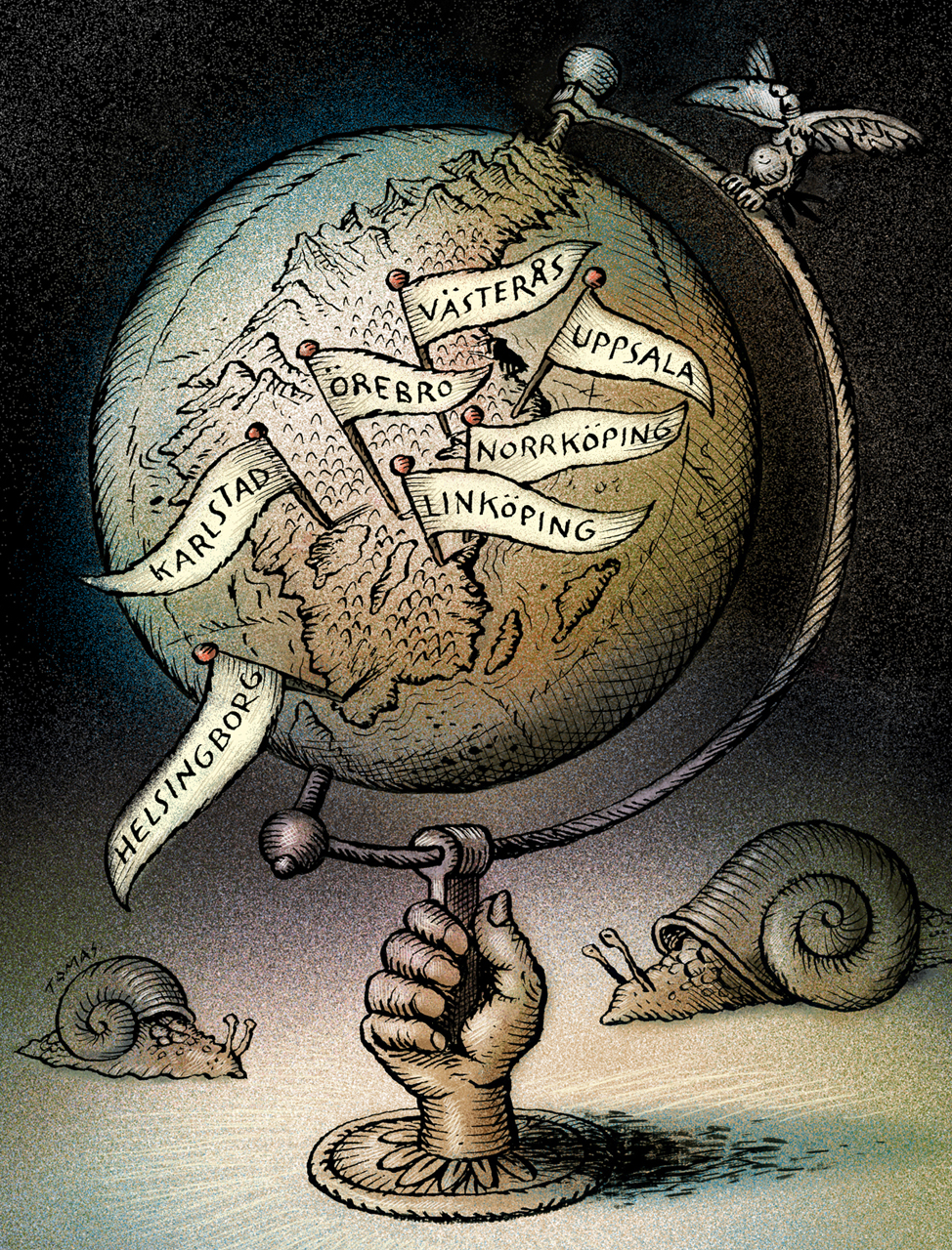 Campaign for Stormarknadspress with a hand holding a globe