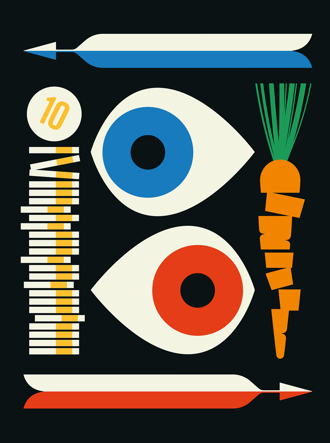 Eyes with carrot and coins