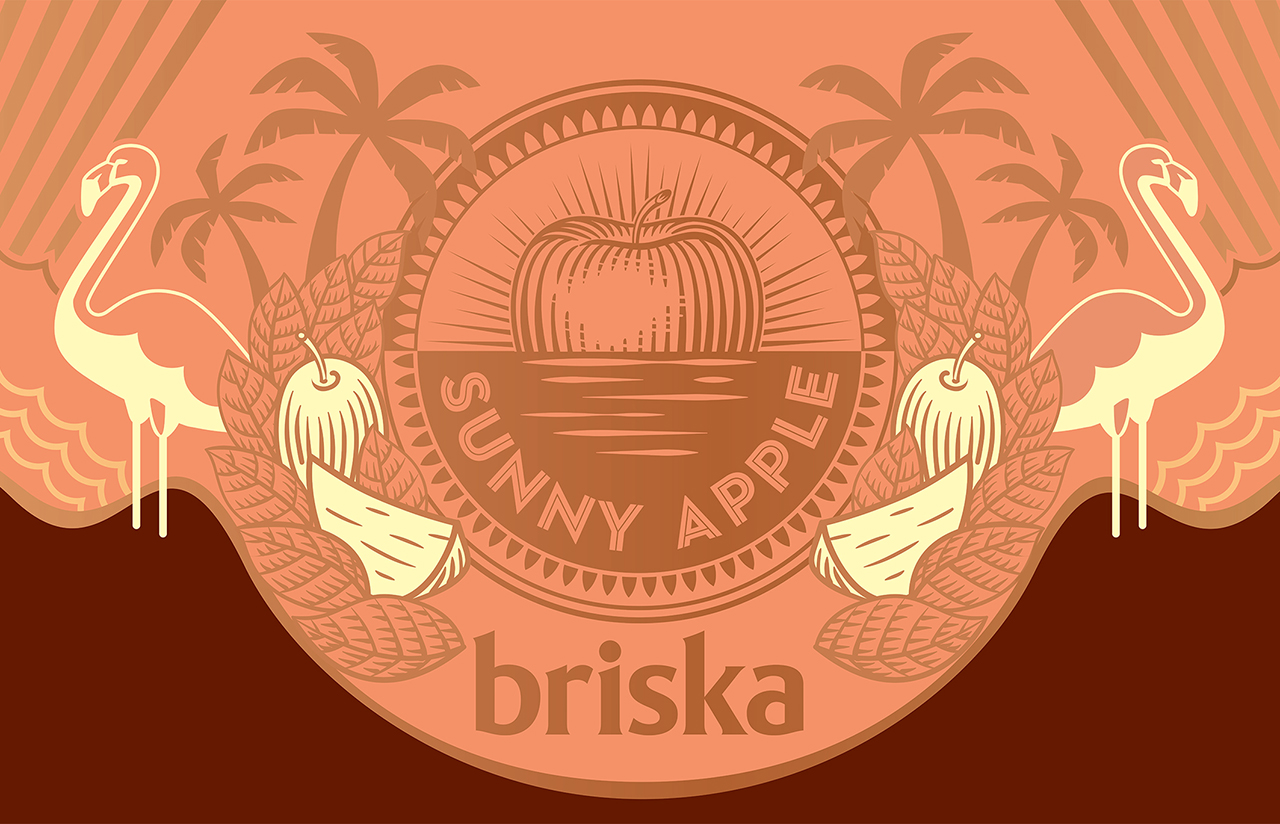 Illustration for a label Briska Cider Apple.