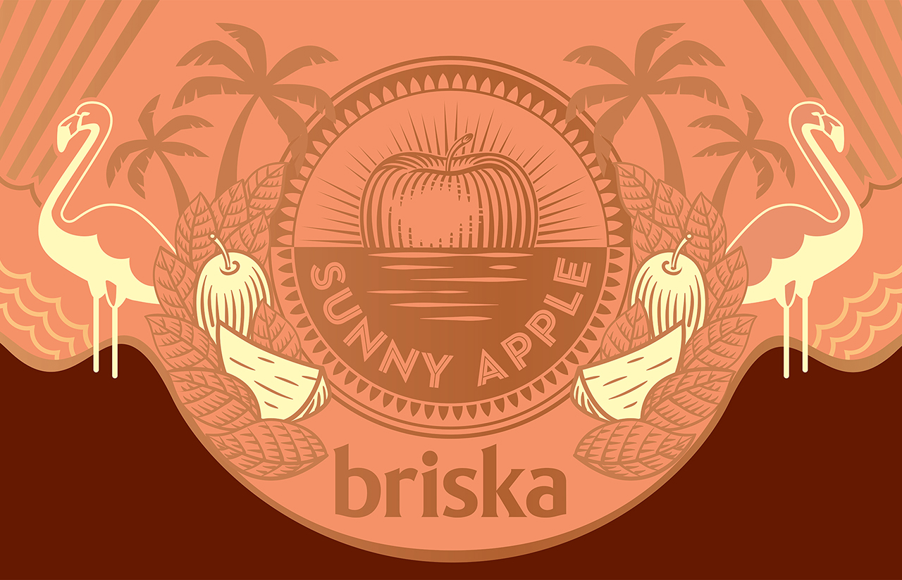 Illustration for a label Briska Cider Apple.