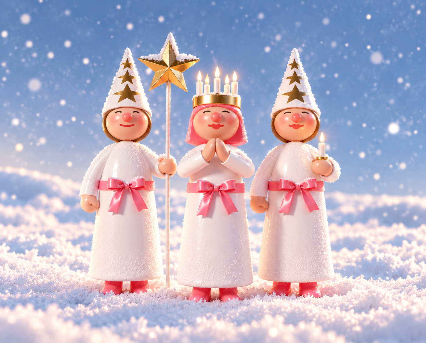 Pink Lucia in the snow
