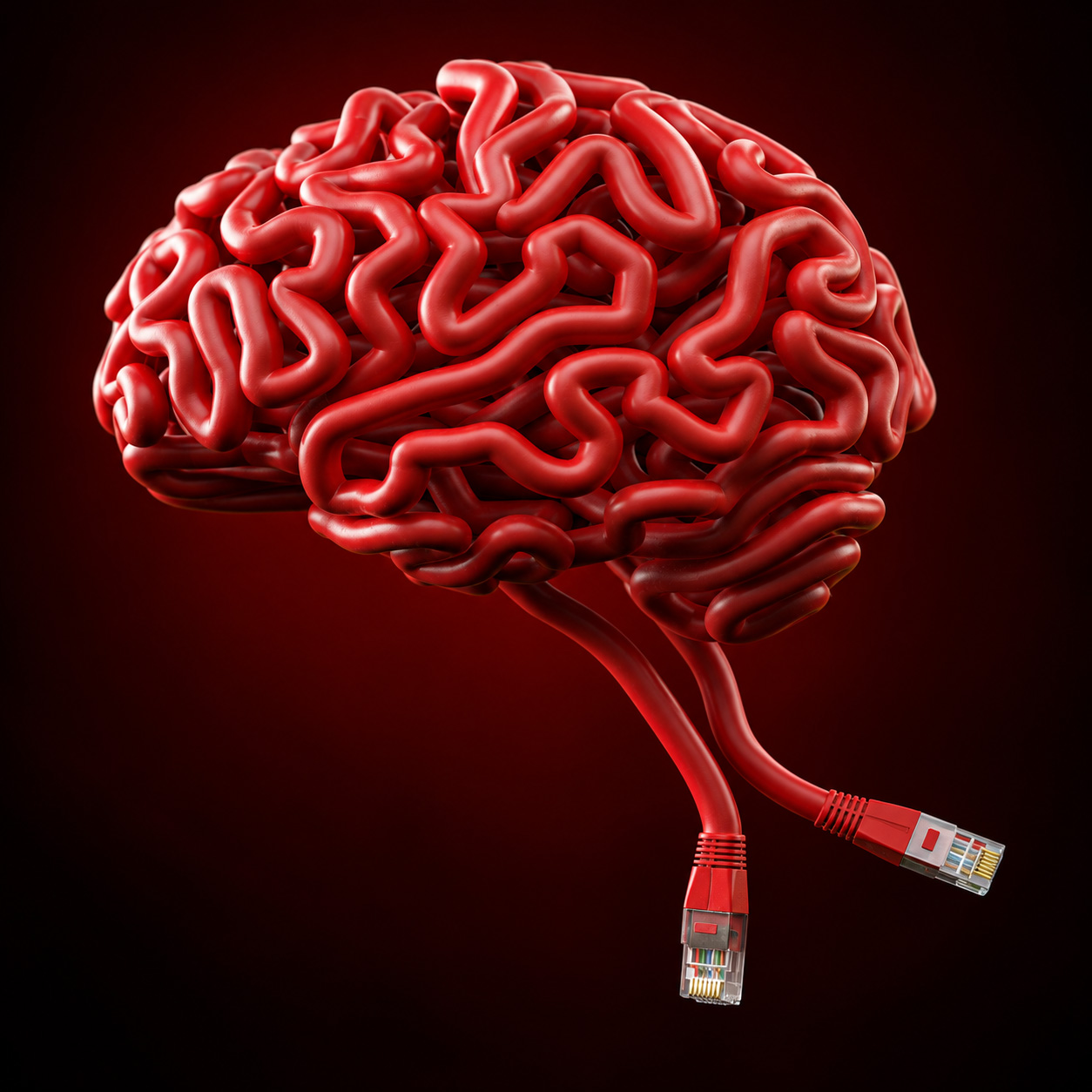 Ethernet Kable in the shape of a brain, smart network nätverkskabel