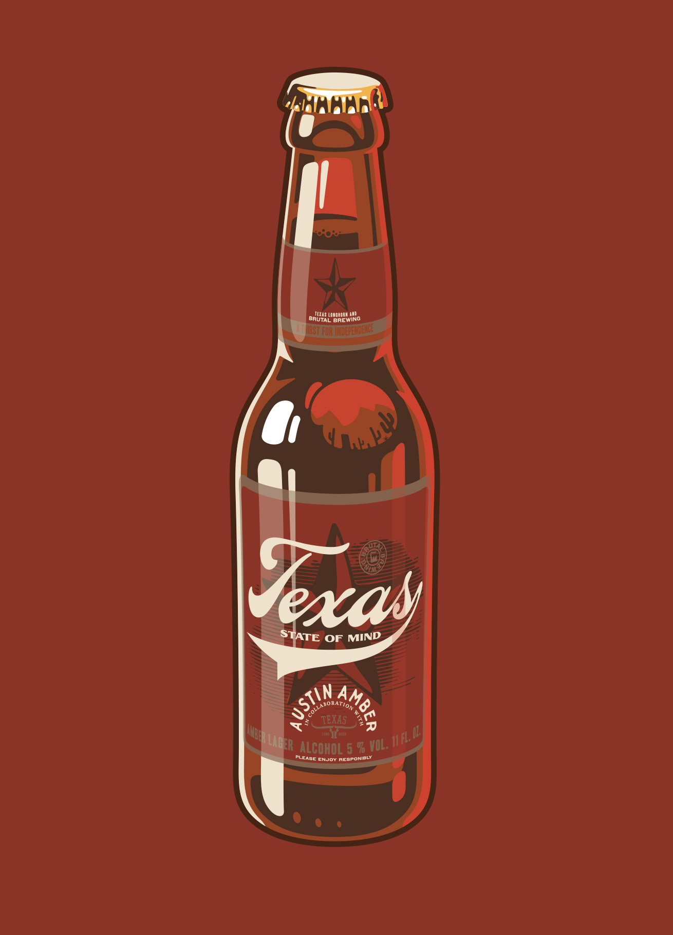 Texas Amber beerbottle for Texas Longhorn