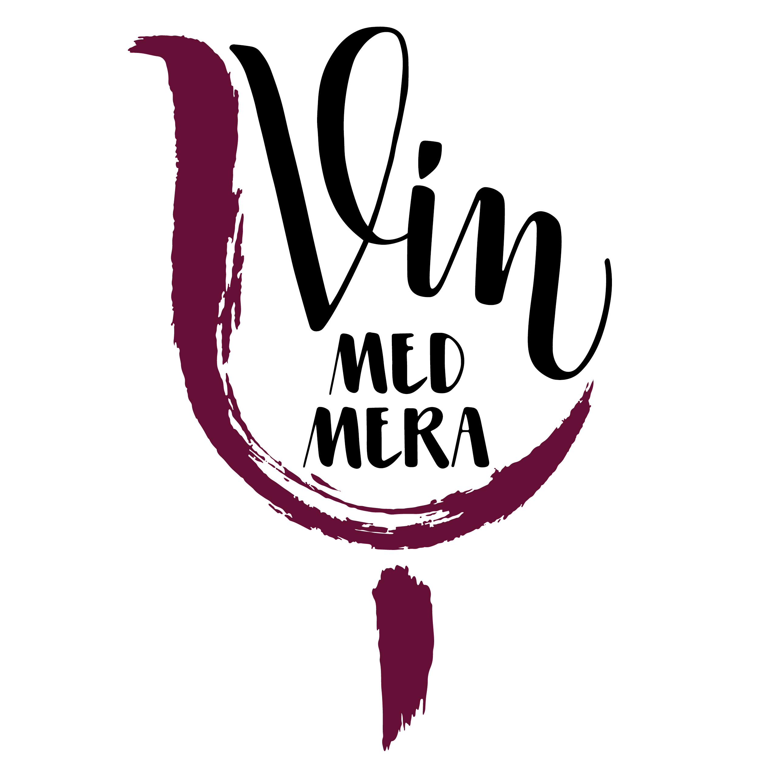 vin med mera logo design lettering wine red