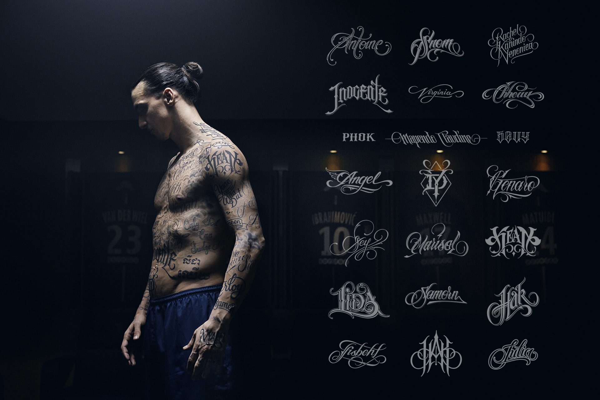 Zlatan tattoos wfp 805 million names